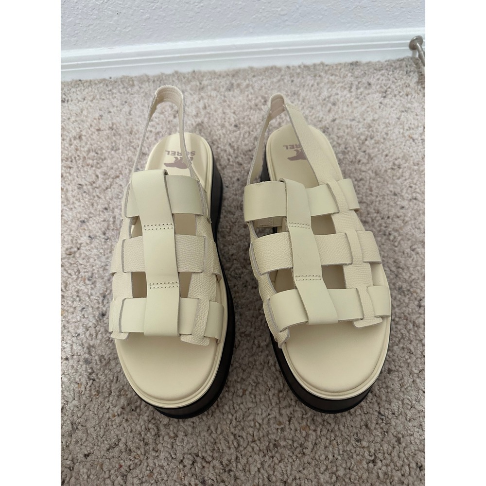 Sorel ONA Streetwear Gladiator Sandals Sea Salt Cream Leather Platform 8.5